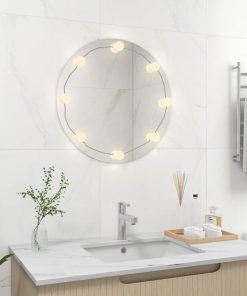 Zidno ogledalo s LED svjetlima okruglo stakleno