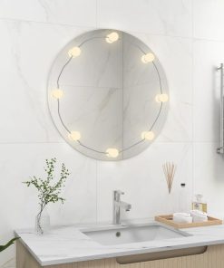 Zidno ogledalo s LED svjetlima okruglo stakleno