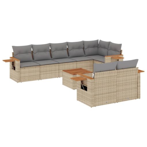 9-dijelni set vrtnih sofa od poliratana s jastucima sivi