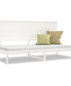 Dnevni krevet bez madraca bijeli 90 x 200 cm masivna borovina