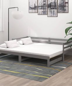 Dnevni ležaj na izvlačenje 2 x (90 x 200) cm sivi od borovine