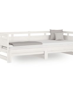 Dnevni ležaj na izvlačenje bijeli 2x(90x200)cm masivna borovina