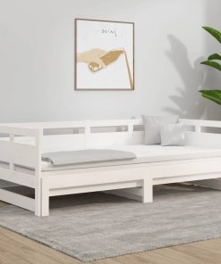 Dnevni ležaj na izvlačenje bijeli 2x(90x200)cm masivna borovina