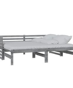 Dnevni ležaj na izvlačenje sivi od borovine 2 x (90 x 200) cm