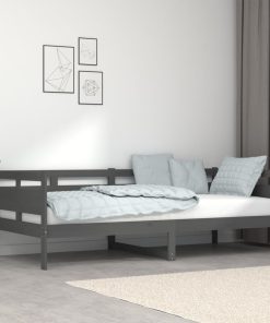 Dnevni ležaj od masivne borovine sivi 90 x 200 cm