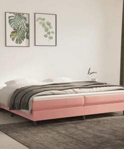 Krevet s oprugama i madracem ružičasti 200x200 cm baršunasti