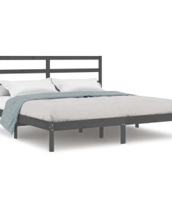 Okvir za krevet od masivne borovine sivi 200 x 200 cm