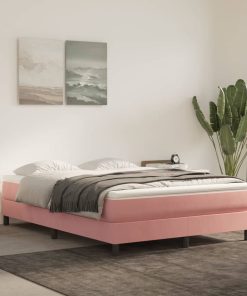 Okvir za krevet ružičasti 140x200 cm baršunasti