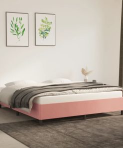 Okvir za krevet ružičasti 160x200 cm baršunasti