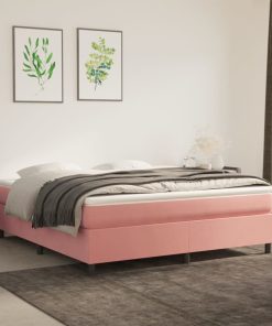 Okvir za krevet ružičasti 160x200 cm baršunasti