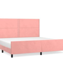 Okvir za krevet s uzglavljem ružičasti 200x200 cm baršunasti