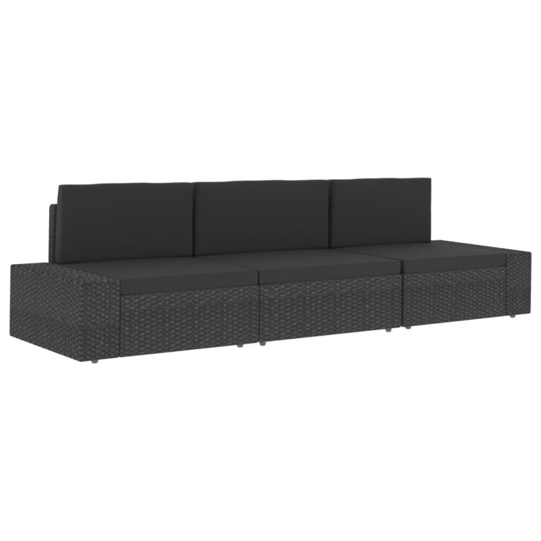 Modularna kutna sofa od poliratana s desnim naslonom crna