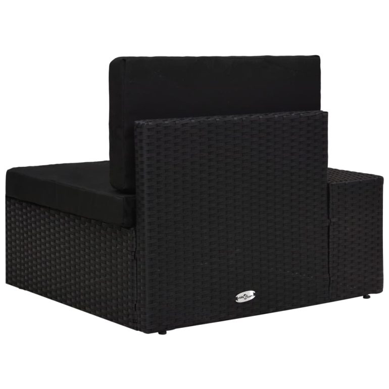 Modularna kutna sofa od poliratana s desnim naslonom crna